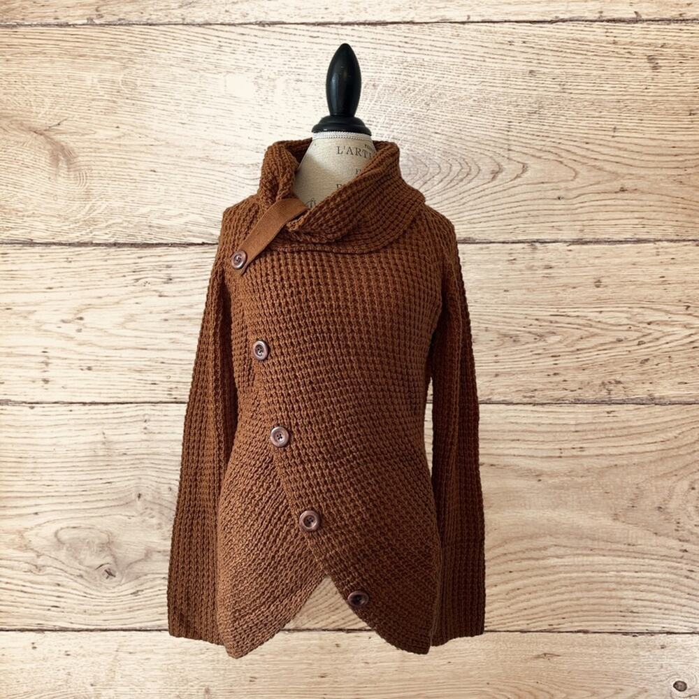 Cowl neck knit cross cross front sweater - Picture 3 of 6